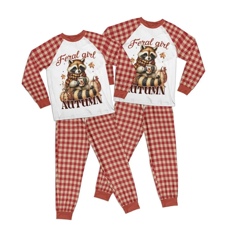 Autumn Feral Girl Adult Pajamas Set Matching