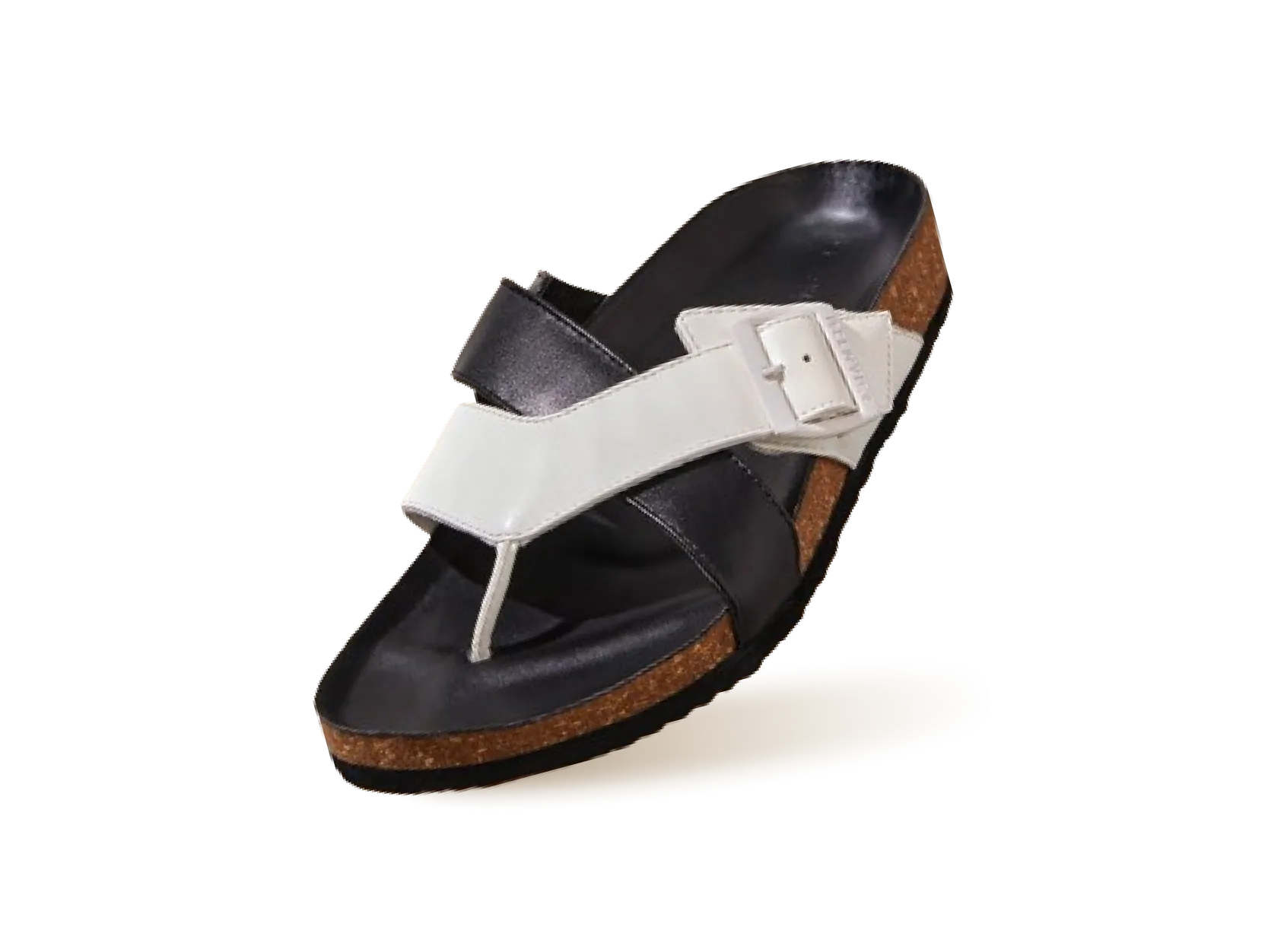 Cork Cross Strap Sandals : White and black