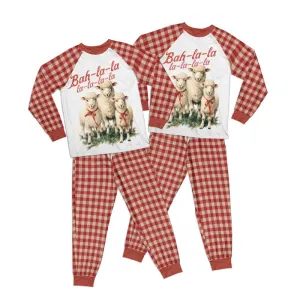 Country Christmas Sheep Bah-La-La Kid Pajamas Set Matching