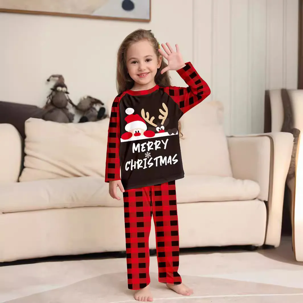 Cute Monogrammed Santa Parent-Child Holiday Pajama Set