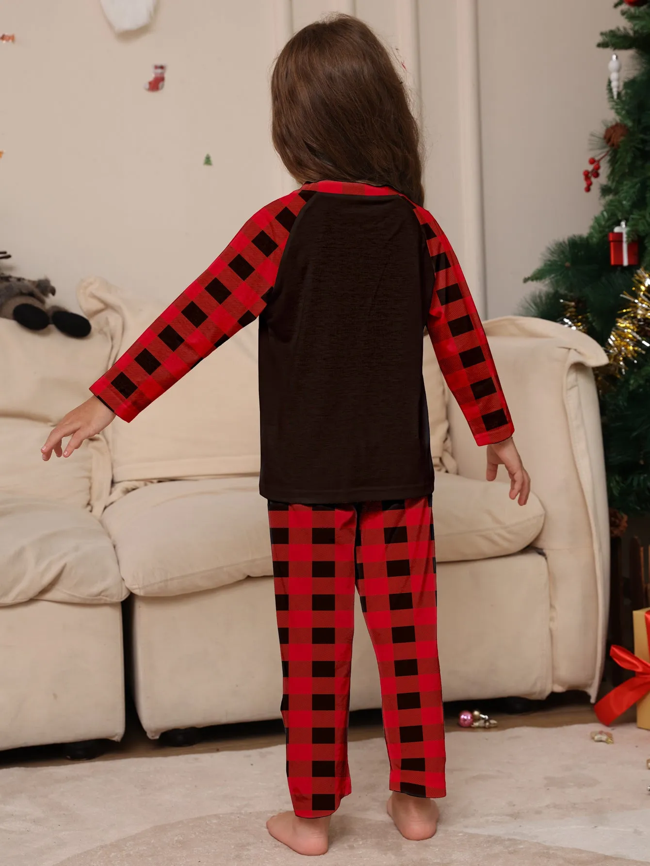 Cute Monogrammed Santa Parent-Child Holiday Pajama Set