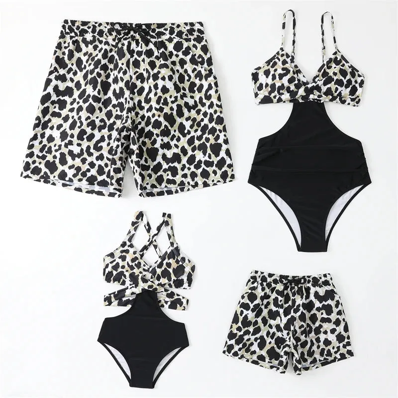 Family Matching Cheetah Print Bikini Animal Print Cheetah Swim Trunks