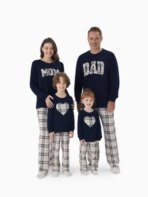 Family Matching Plaid Letter Print Pajamas Sets