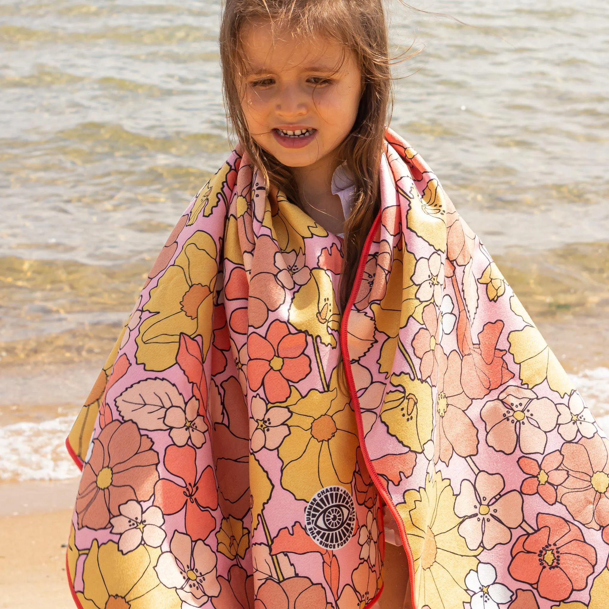 Kids' Sand Free Beach Towel, Flower Power