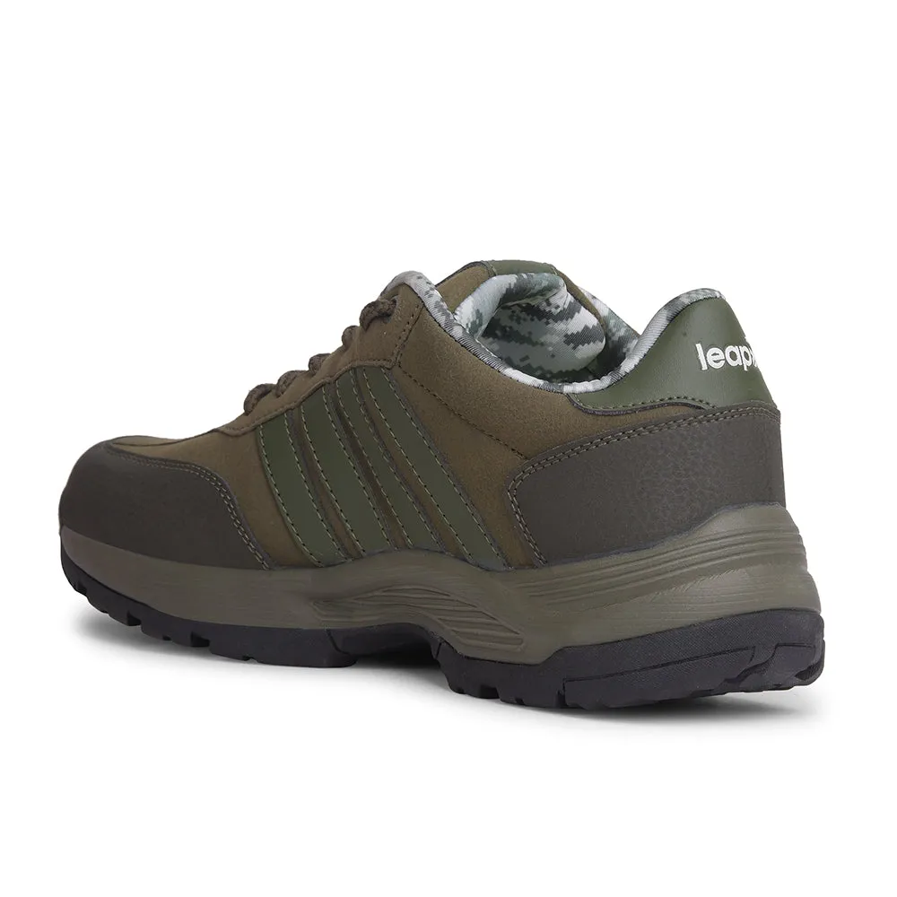 Leap7x Casual Olive Green Lacing Trekking Shoes For Mens COLUMBIA6E By Liberty