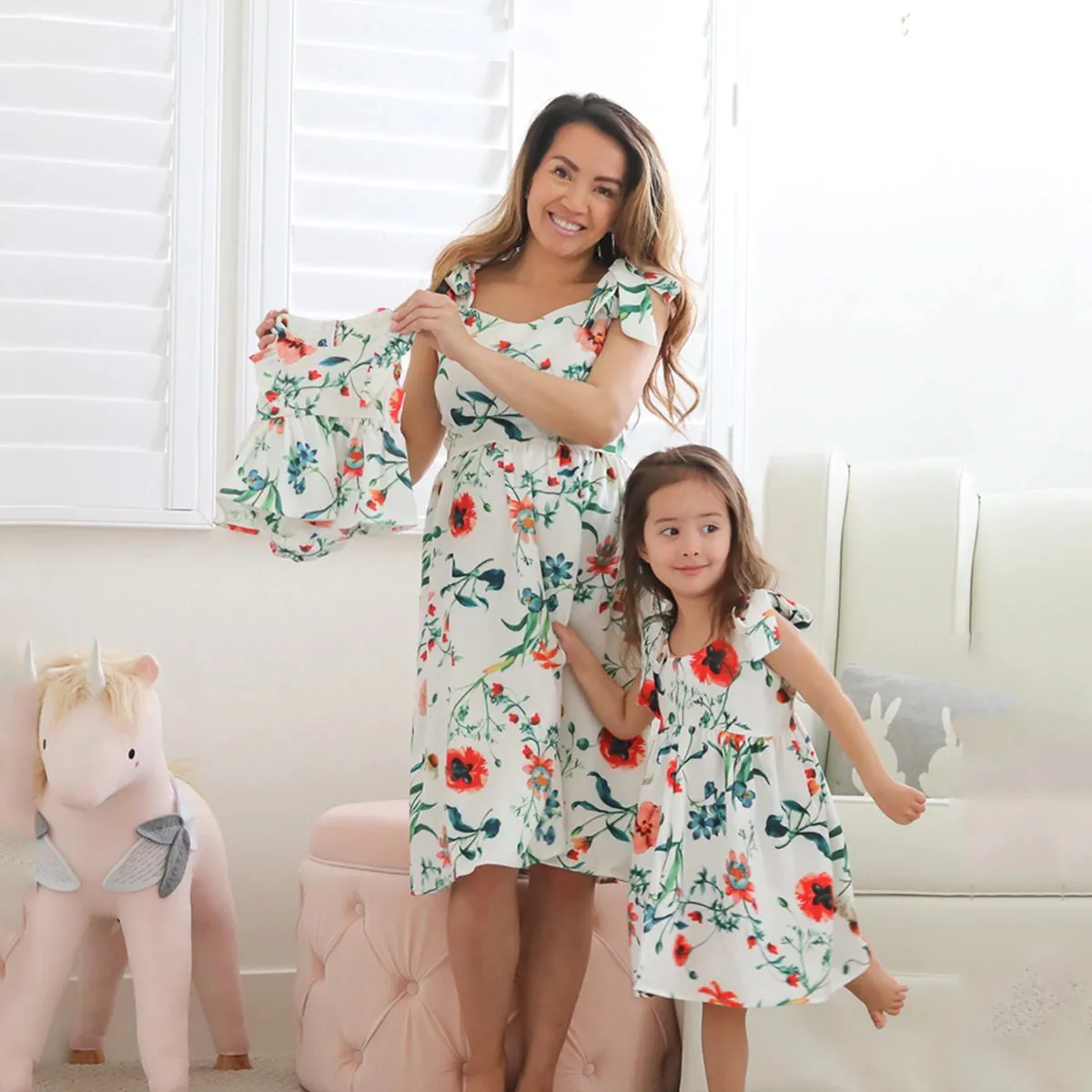 Matching Family Outfit Mommy and Me Easter Dresses Spring Flower