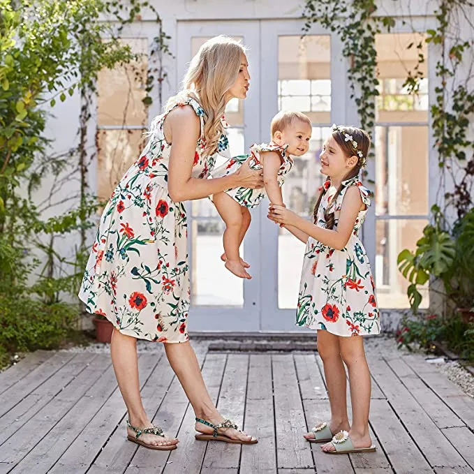 Matching Family Outfit Mommy and Me Easter Dresses Spring Flower