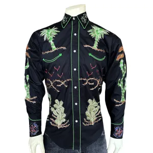 Men's Porter Wagoner Black Embroidered Western Shirt