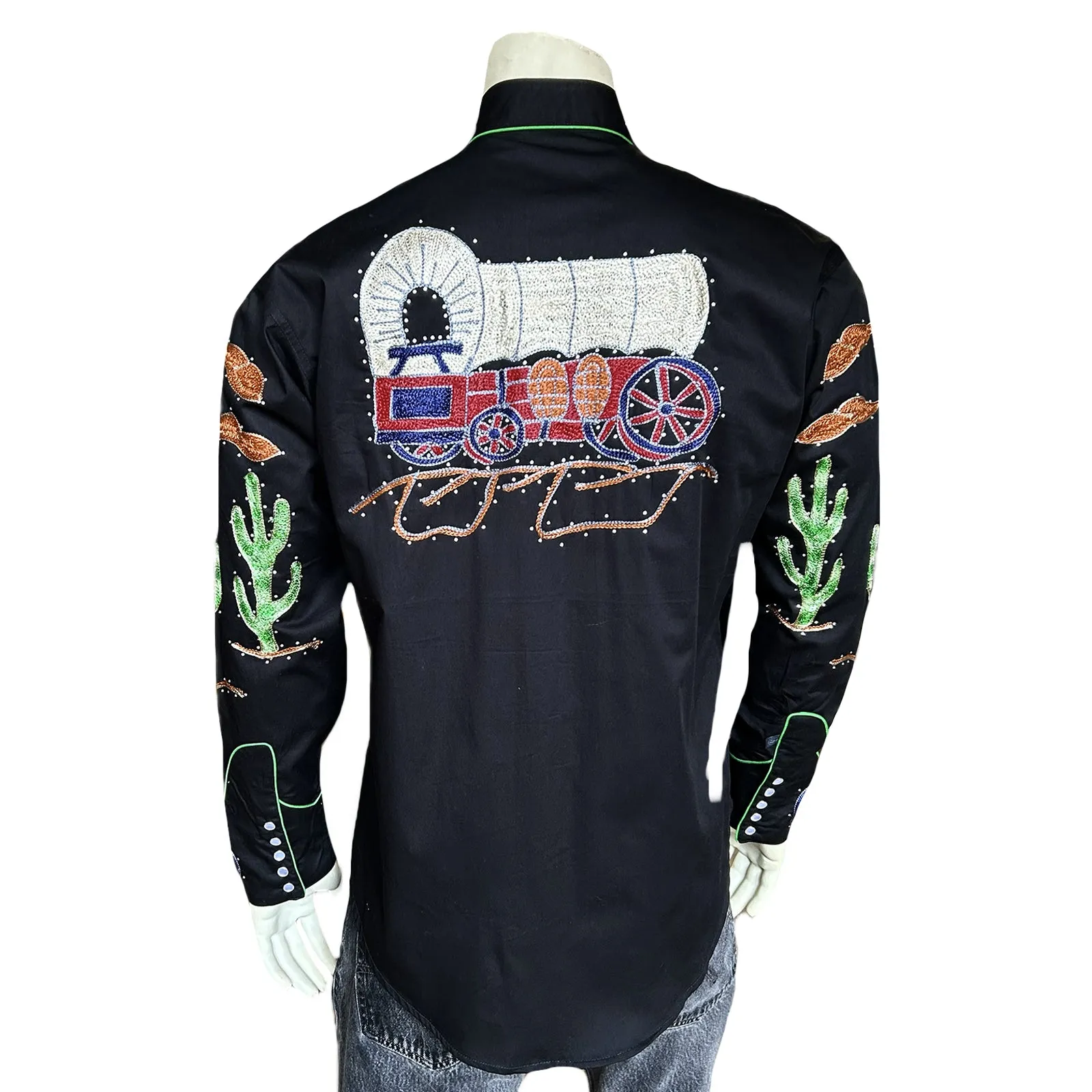 Men's Porter Wagoner Black Embroidered Western Shirt