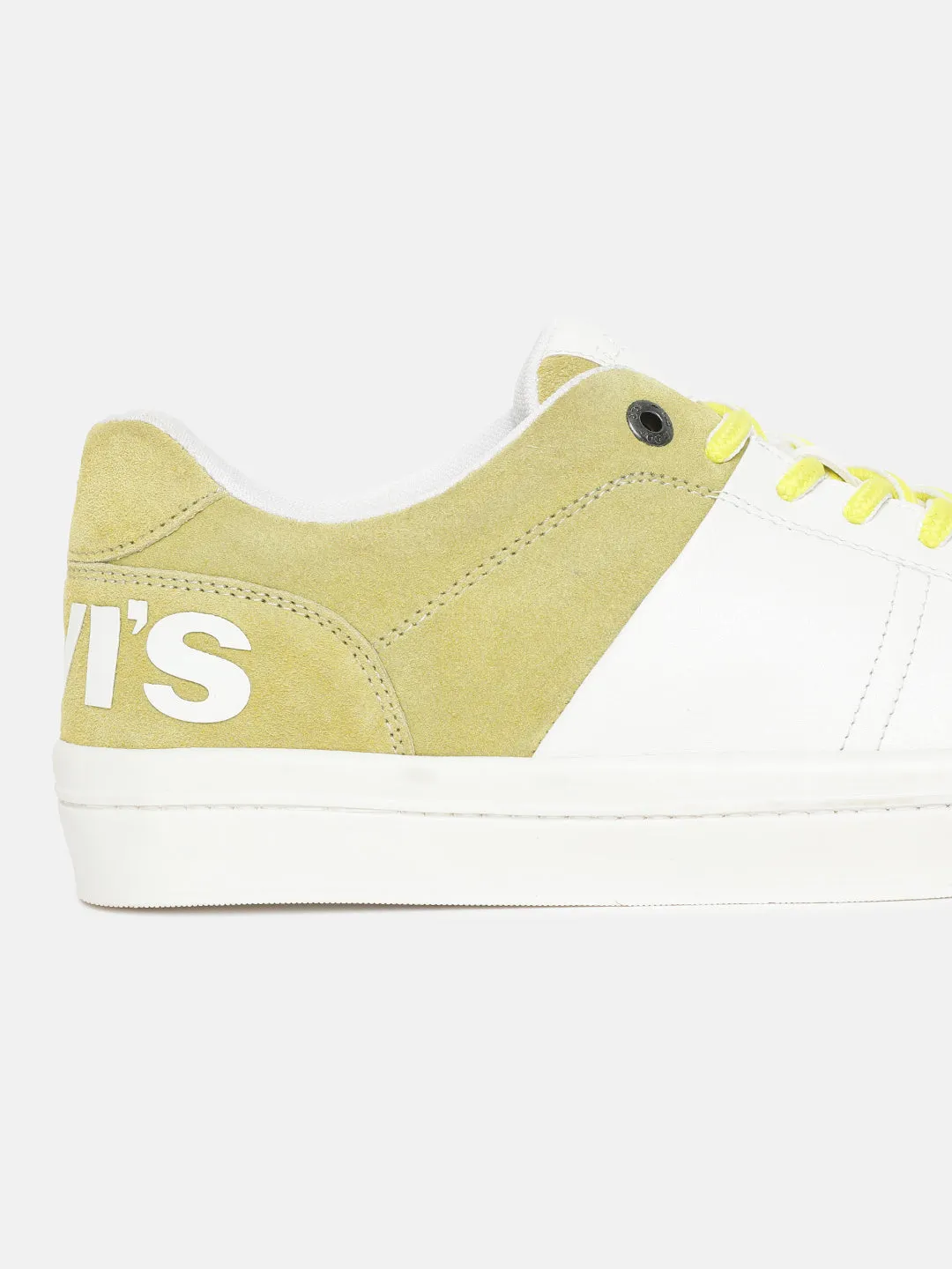 Men's White And Yellow Colorblock Shoes