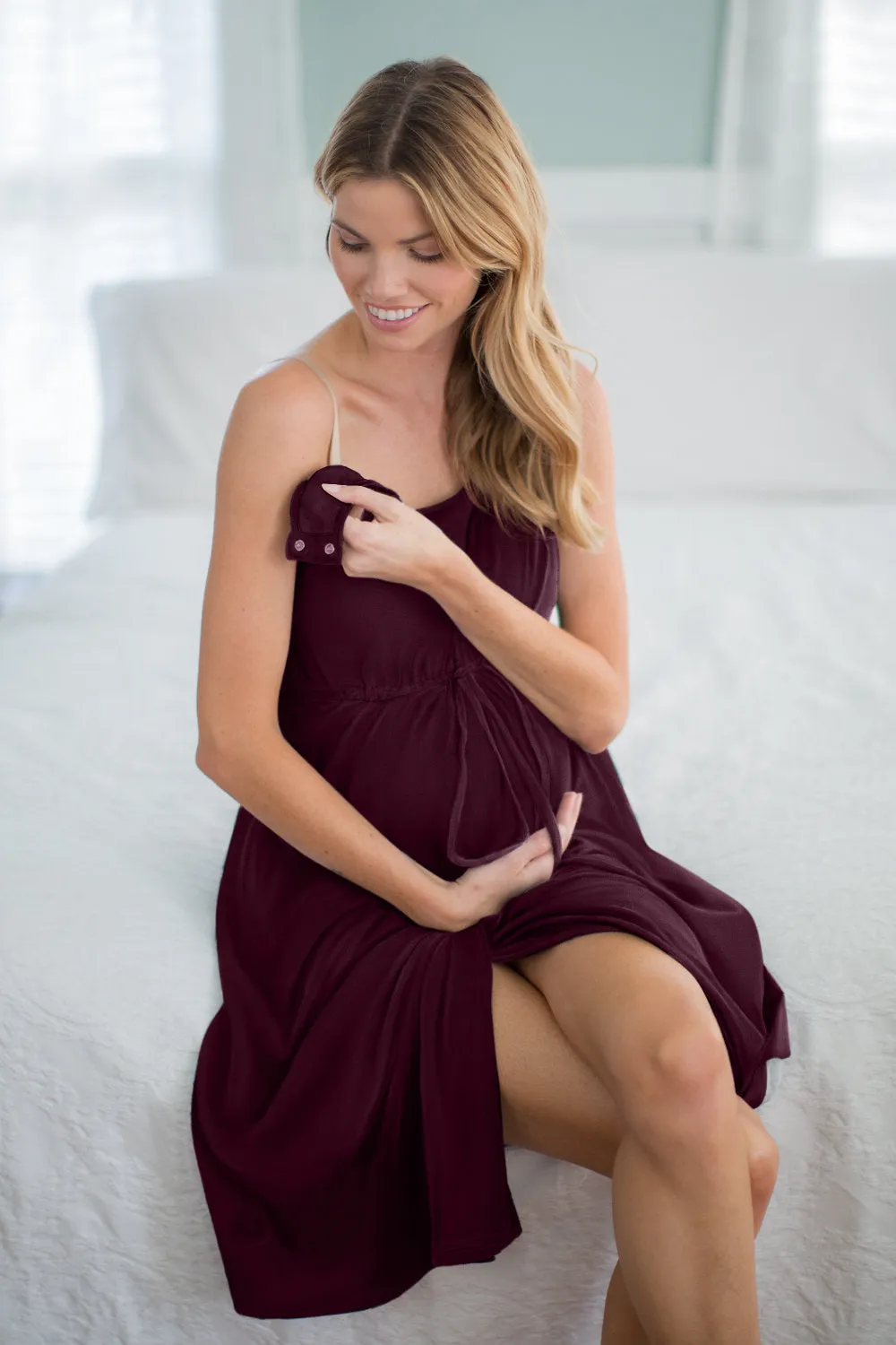 Merlot Labor Gown & Swaddle Set & Dad T Shirt