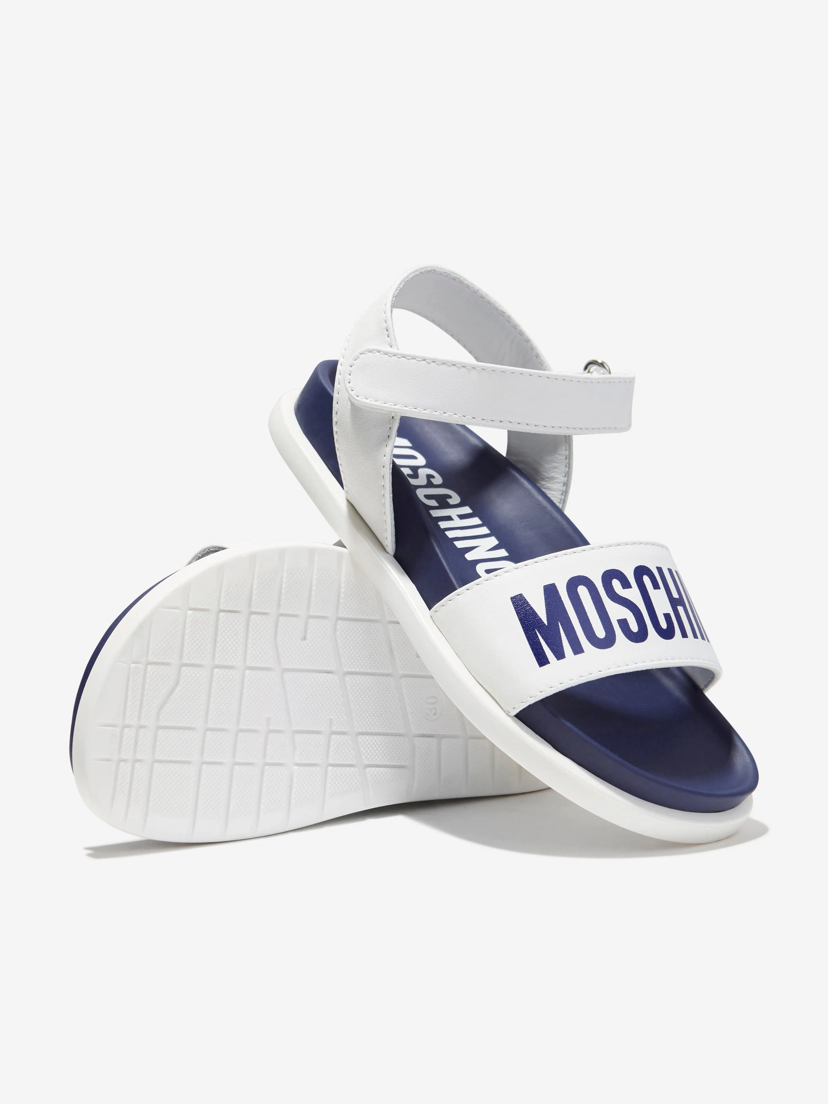 Moschino Boys Maxi Logo Sandals in White