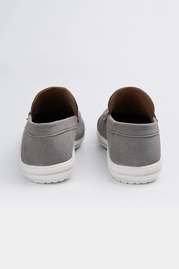 Slip On Suede Loafers - Grey