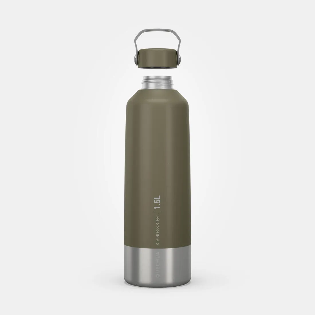 Stainless Steel Water Bottle with Screw Cap for Hiking 1.5 L - Khaki