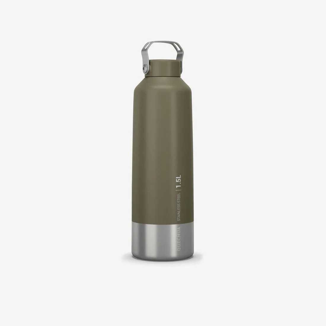 Stainless Steel Water Bottle with Screw Cap for Hiking 1.5 L - Khaki