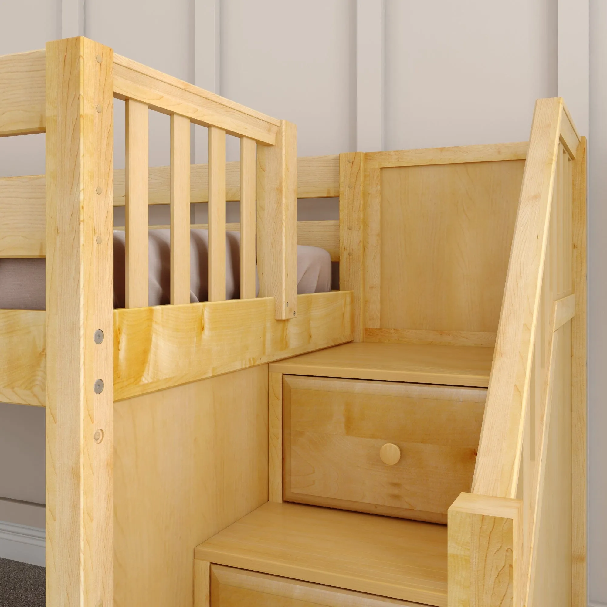 Twin Low Loft Bed with Stairs and Slide