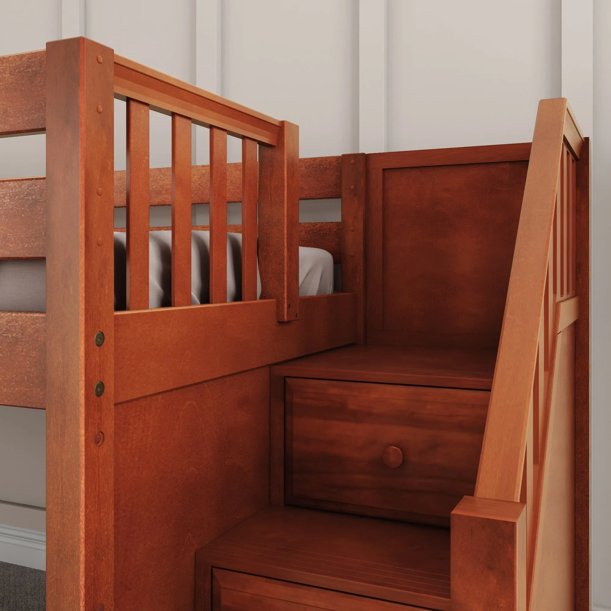 Twin Low Loft Bed with Stairs and Slide