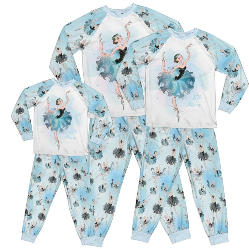 Whimsical Girl Ballet Blue I Love Ballet Kid Pajamas Set Matching